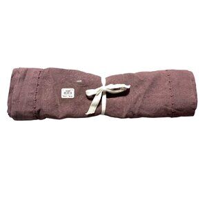 Williams Sonoma Italian Washed Linen Table Runner 18x108 Mauve Blanket Stitched